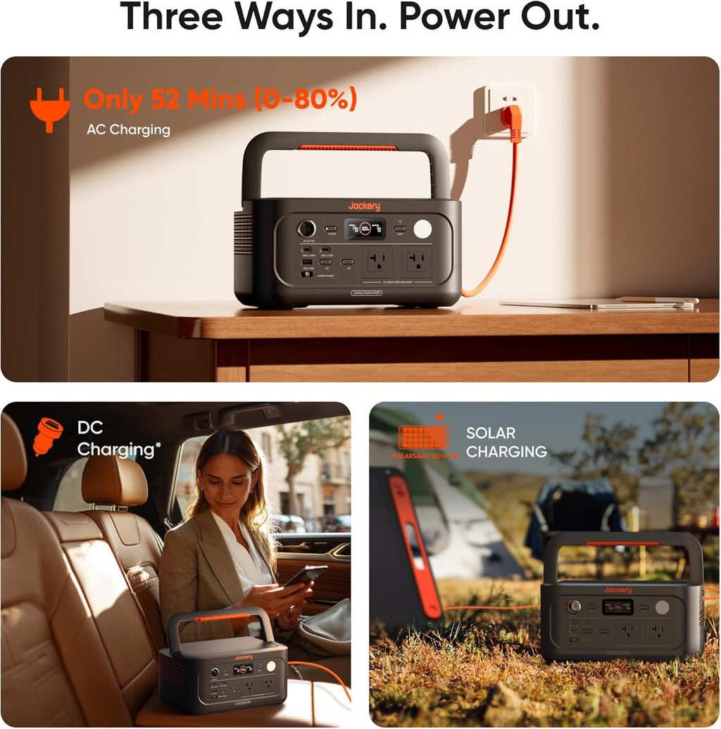 Explorer 500 v2 Portable Power Station, 512Wh LiFePO4 Battery, 500W AC/1000W Peak, Solar Generator for Camping
