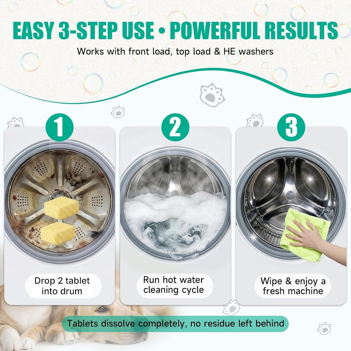 Washing Machine Cleaner Ultra-73.7% Stronger Formula for Pet Owners