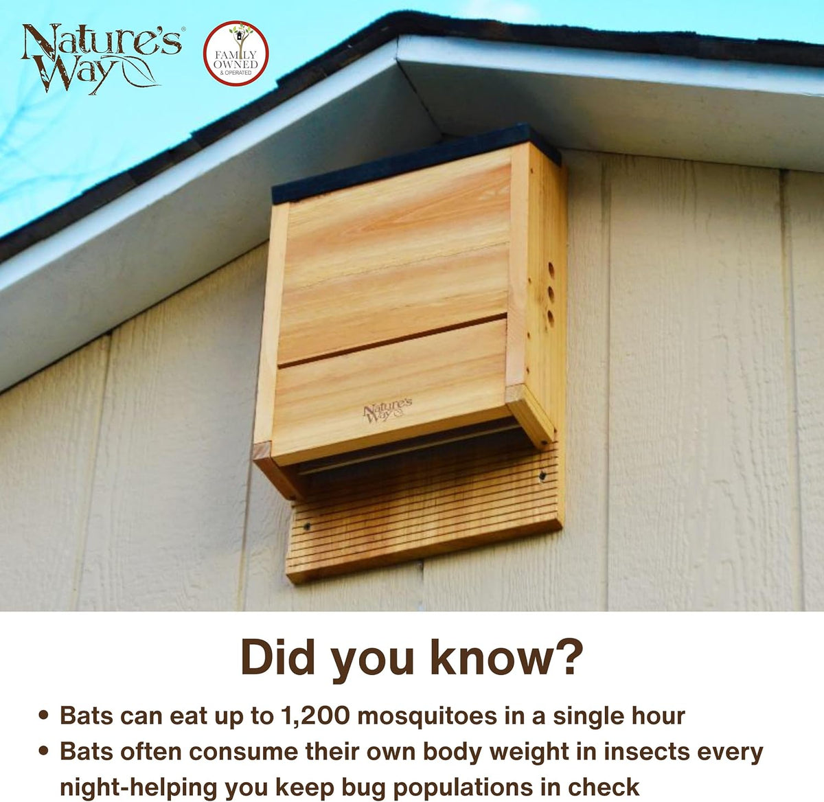 Bird Products CWH6 Triple Chamber Cedar Bat House, 20.5" x 12" x 5"