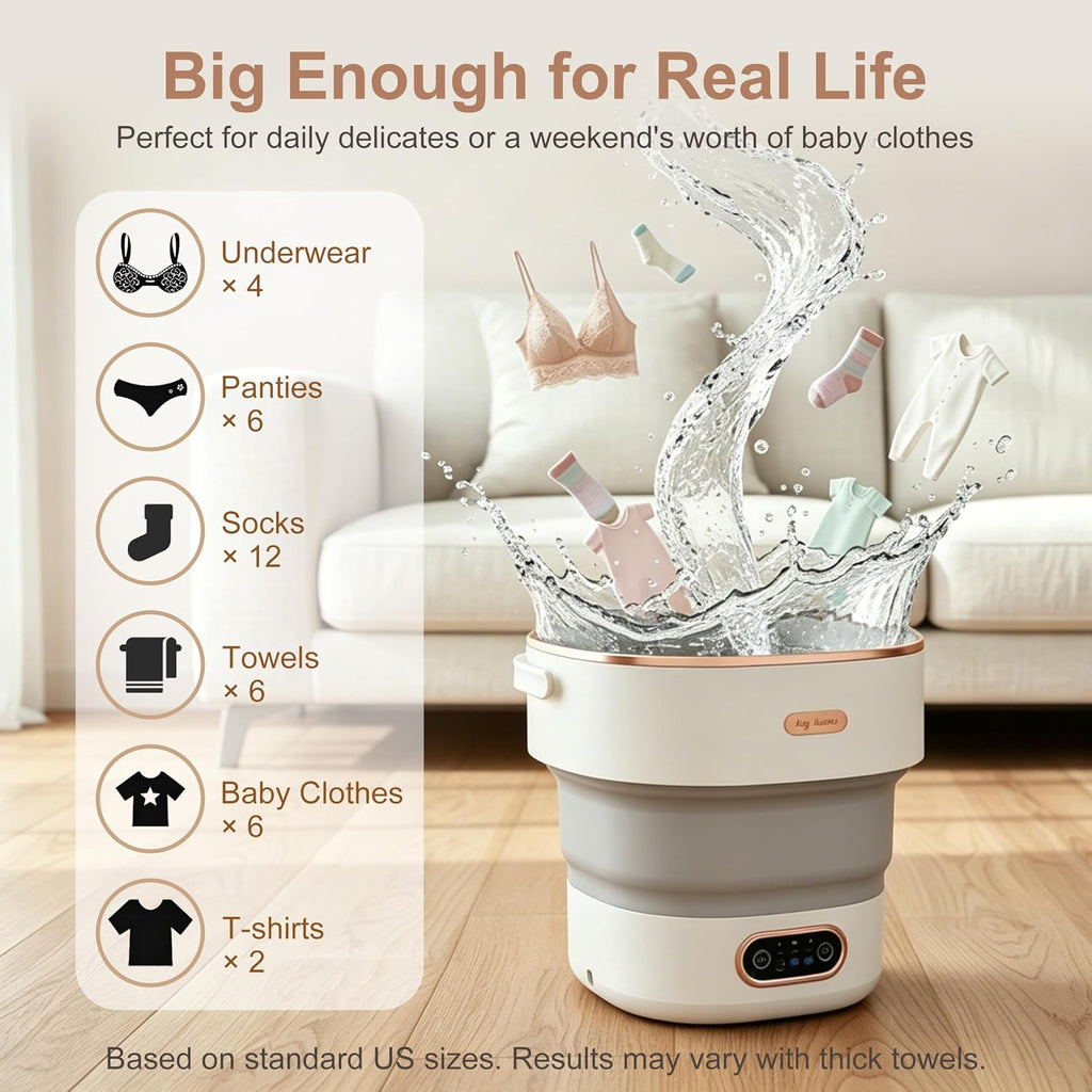 Portable Washer 16L Foldable, Travel Mini Washing Machine with Spin