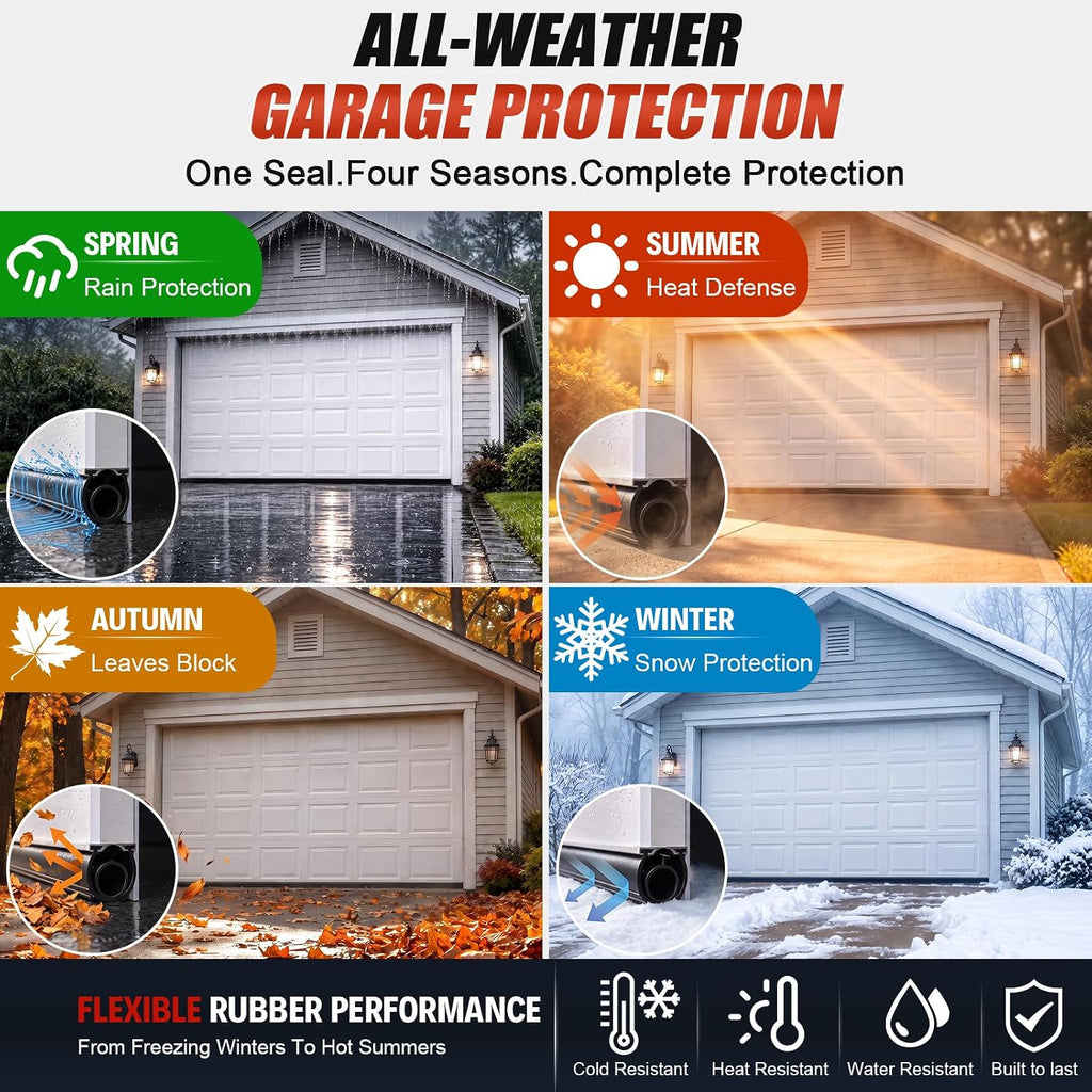 Garage Door Seals Bottom Rubber - Jobon 10 Ft Universal U+O Weatherproofing Garage Door Weather Stripping Bottom Seal