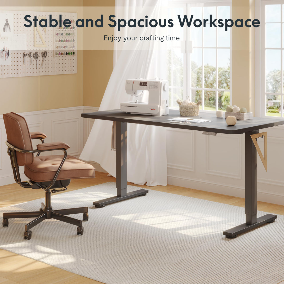 Electric Adjustable Workbench, 48x30 Inches Ergonomic Worktable for Garage, Workshop, Office and Home, Spacious