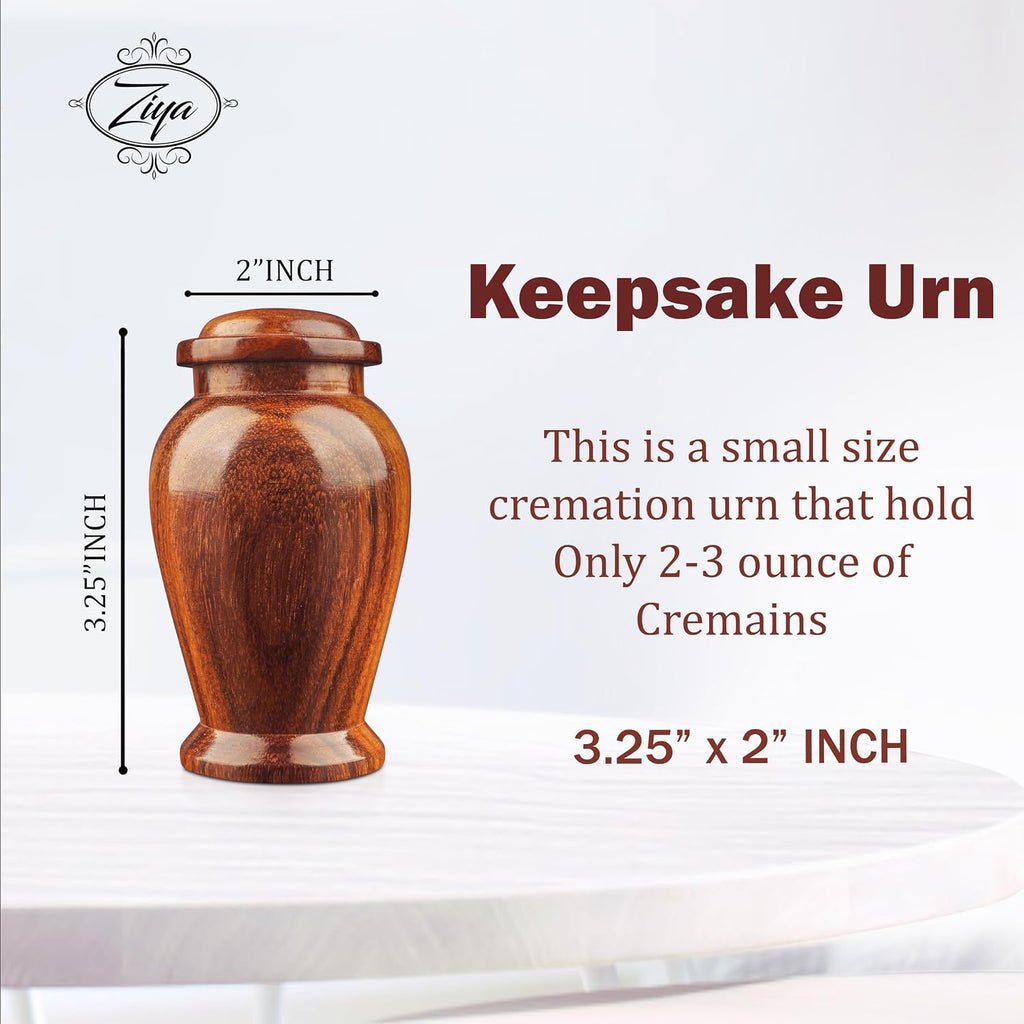 Wooden Cremation Small Urns for Human Ashes Keepsake Adult Male Female - Mini Urn for Ashes for Women Men Child