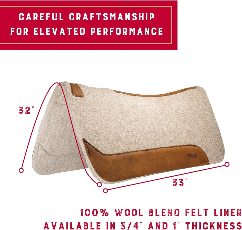 33" x 32" Contoured Wool Blend Felt Horse Saddle Pad, Shock Absorbing Western Saddle Pad for Protection, Durable