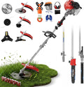 52CC Gas String Trimmer, 5-in-1 Brush Cutter System, Red | Aluminum Alloy Shaft, 18 in Line Head, 3T/40T Blades, 12