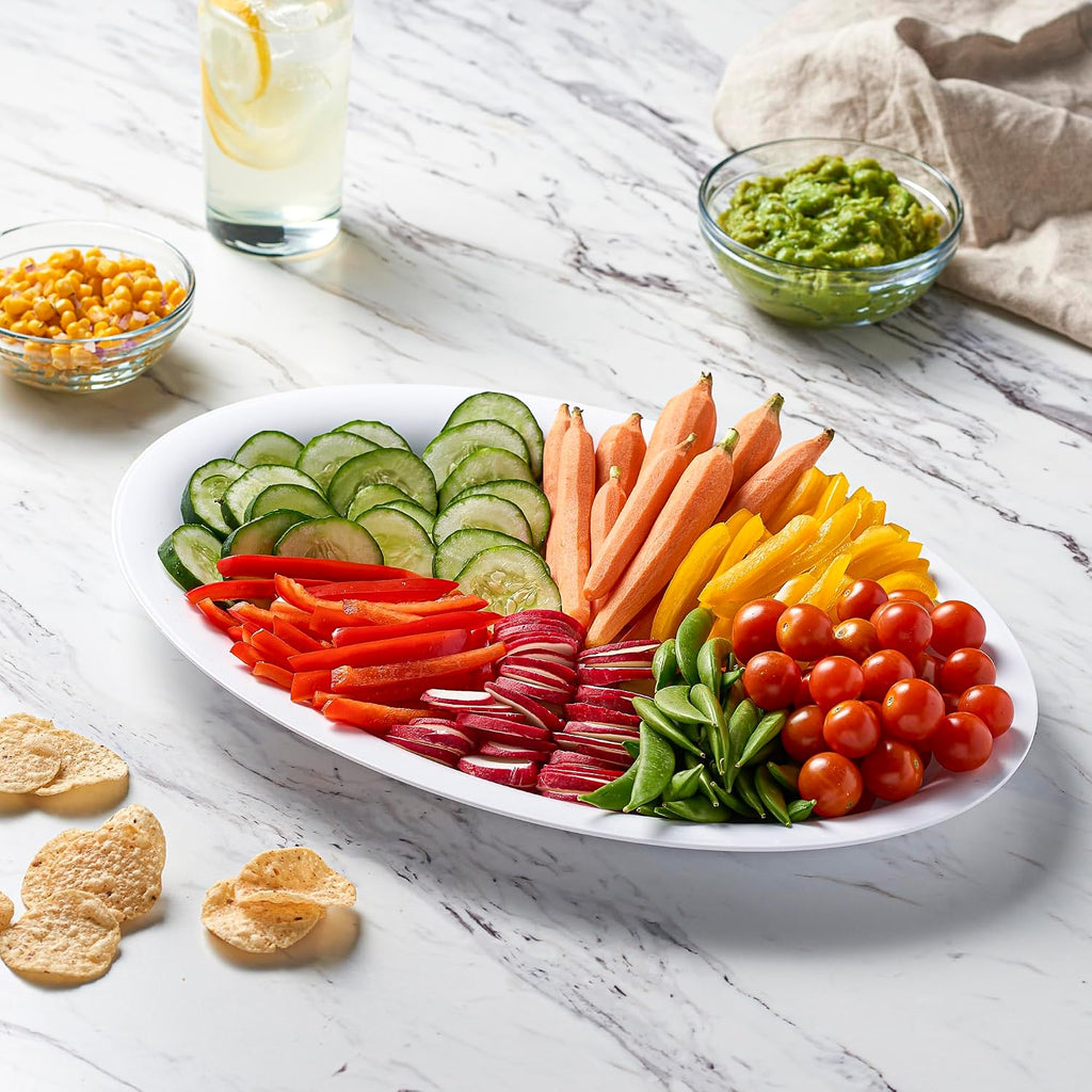 White Plastic Oval Serving Trays - Serving Platters Oval Pack of 4