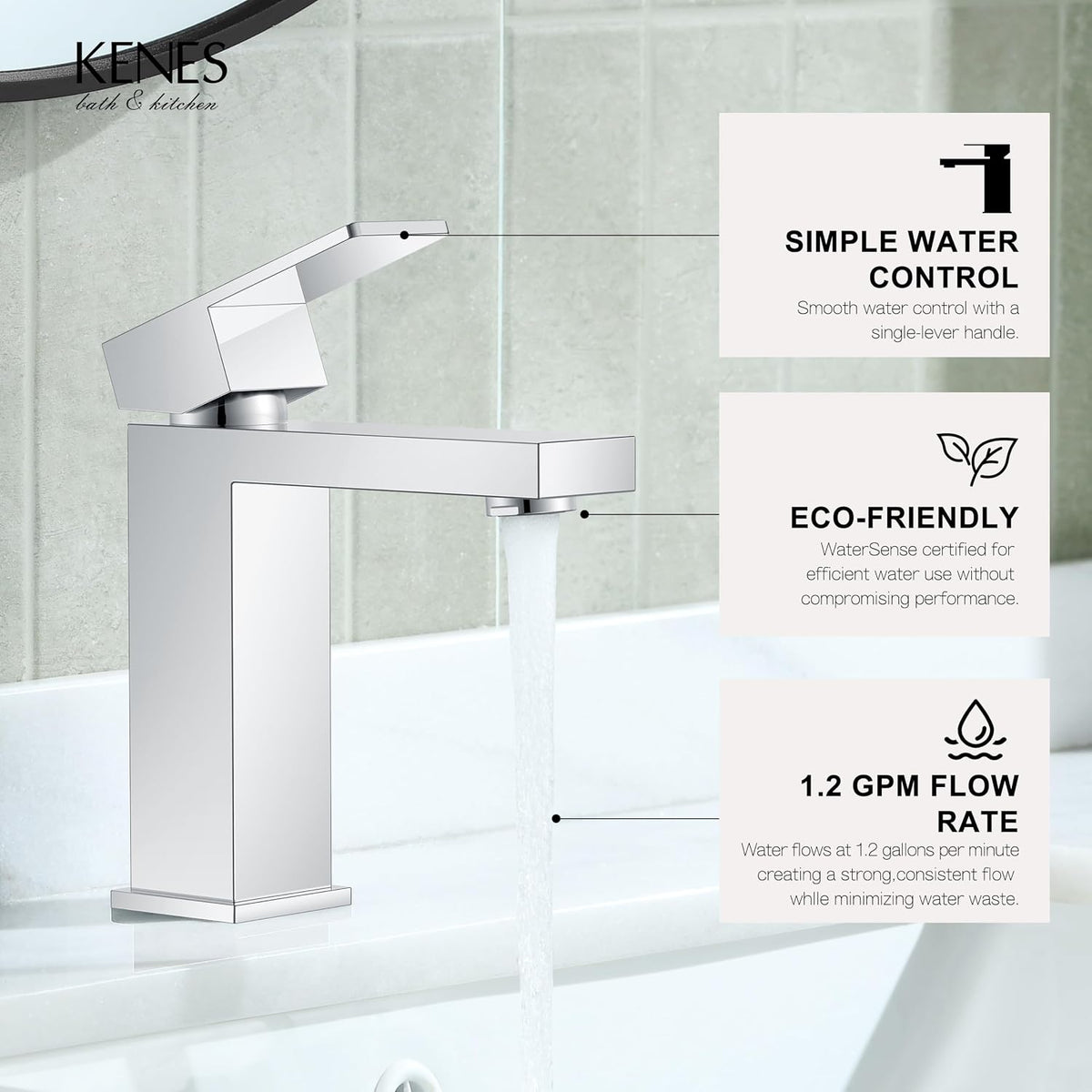 Chrome Bathroom Faucet Single Hole, Single Handle Vanity Sink Faucet