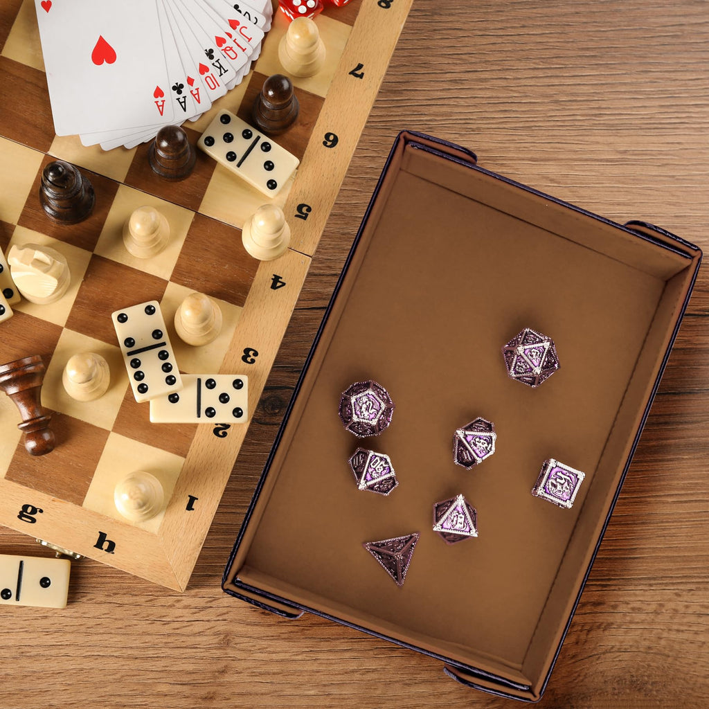 2 Pieces Magnetic Dice Tray Rectangle Folding Dice Rolling Trays