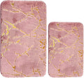 Set of 2 Marble Bathroom Rugs Nonslip Pink Bathroom Mats Ultra Soft Washable Bath Mats for Bathroom Floor Mats Carpet