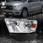 Halogen Headlight Assembly for Dodge Ram 1500 2019-2024 Left Chrome