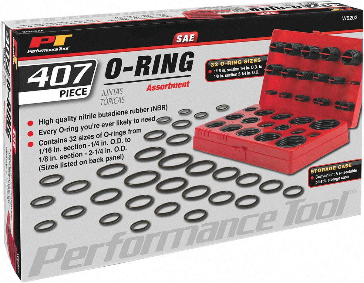 Performance Tool W5202 407-Piece Nitrile Rubber O-Ring Assortment Kit