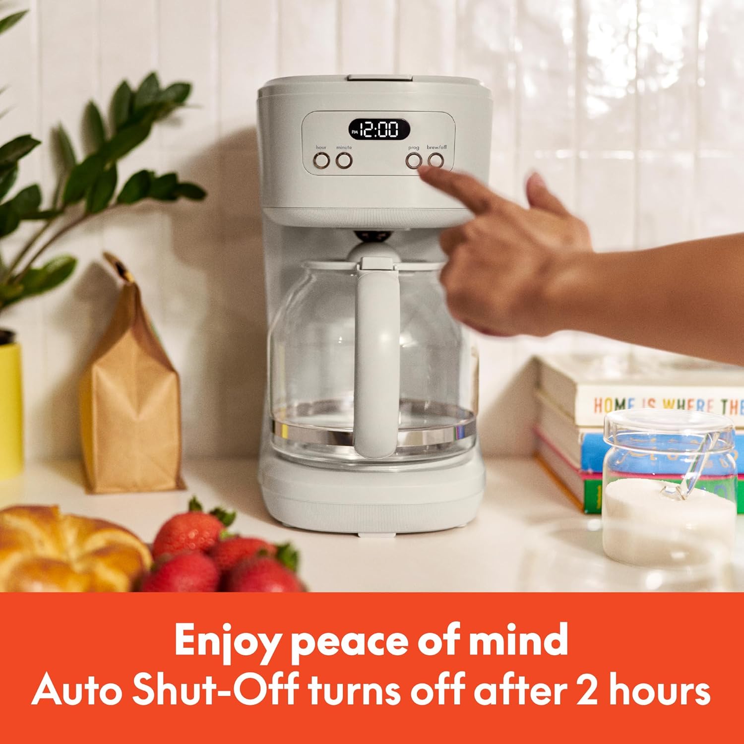 12 Cup Programmable Coffee Marker, Reusable Dishwasher Safe Accessories, Easy LCD diaply, Auto Shutoff, 900 watt