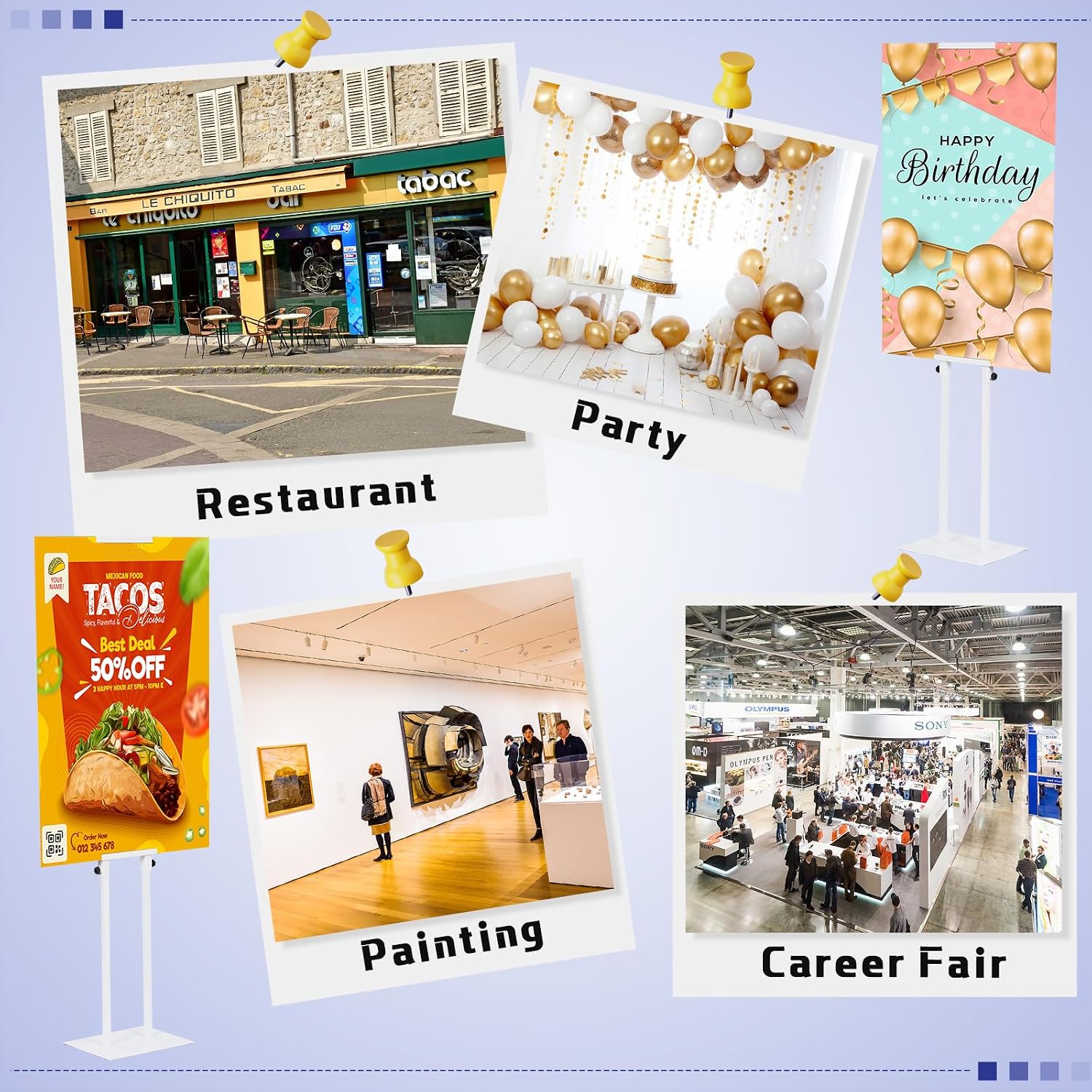 1 Pcs Metal White Poster Board Holder Stand for Display Sign Easel | Adjustable 80" Height, Heavy Duty Base, Double