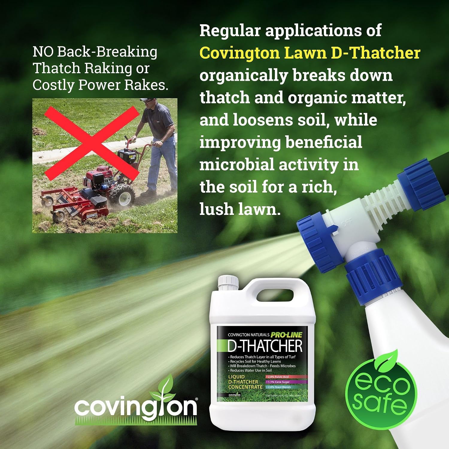 Covington PRO-LINE D-THATCHER Liquid Dethatcher (32oz) – Lawn Thatch Remover & Soil Softener, Grass Clipping