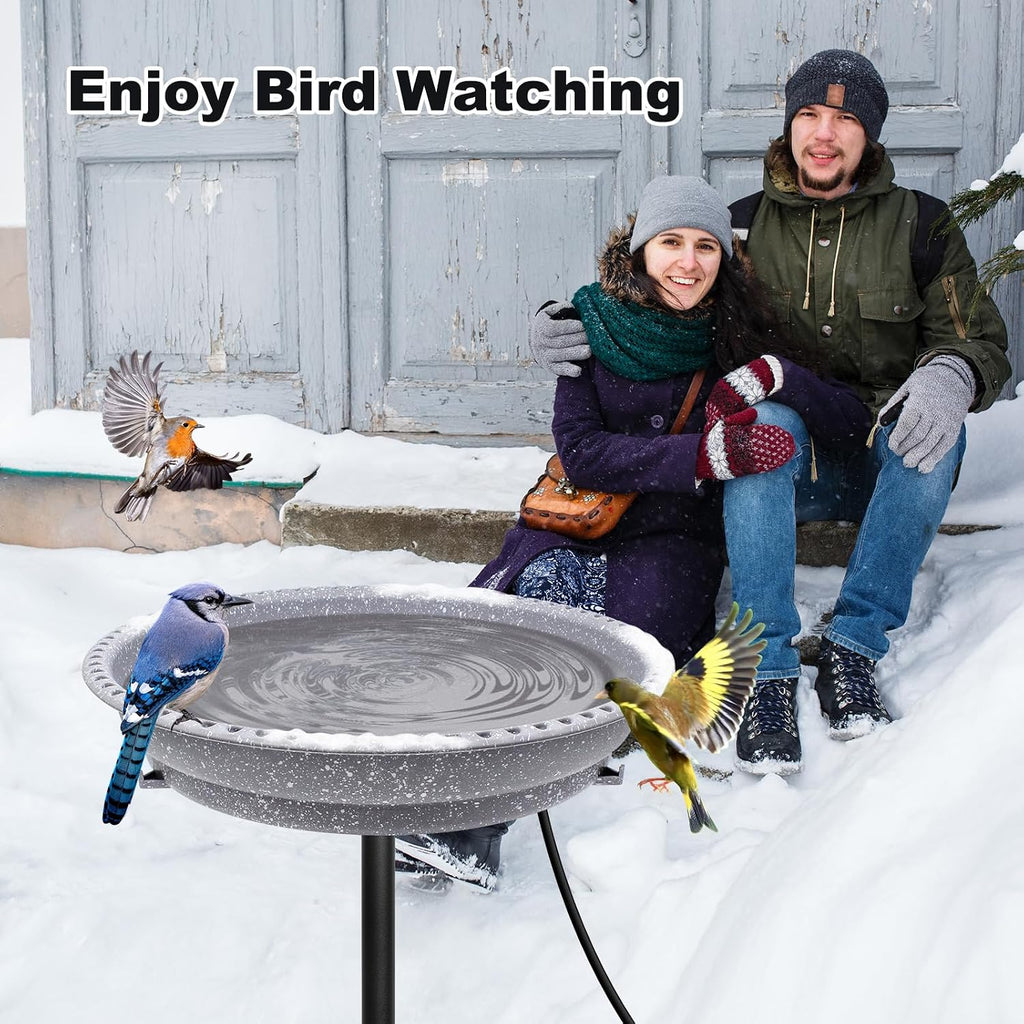 Heated Bird Bath, Stable 5-Prong Metal Base Thermostat Control Weather Resistance All Seasons Available 75W Heated