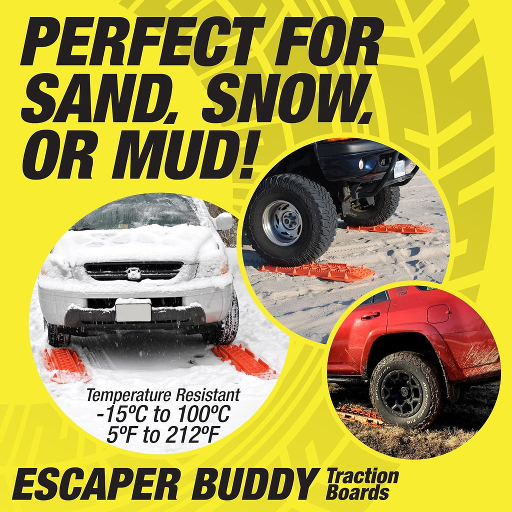 MAXSA 20333 Escaper Buddy Largest Heavy-Duty Traction Boards, 2-PK Orange | For Off-Roading in Mud, Sand & Snow