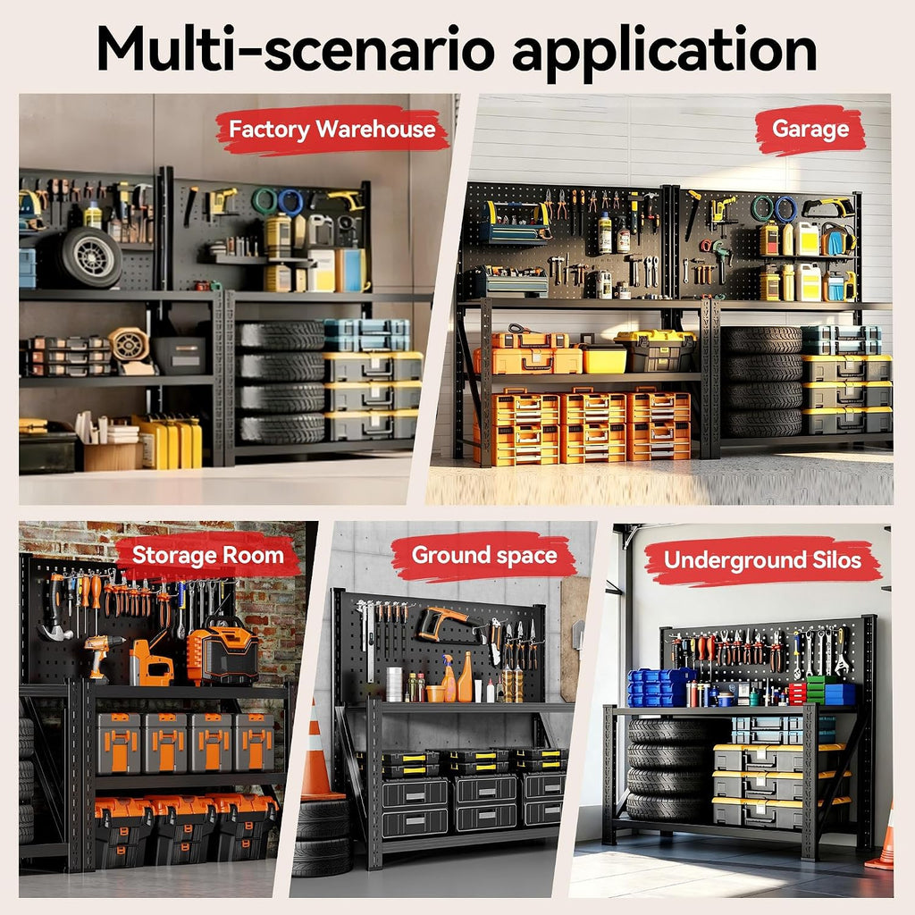 Heavy Duty Workbench with Pegboard, Garage Tool Storage Table | Adjustable metal tool work stand, heavy duty storage