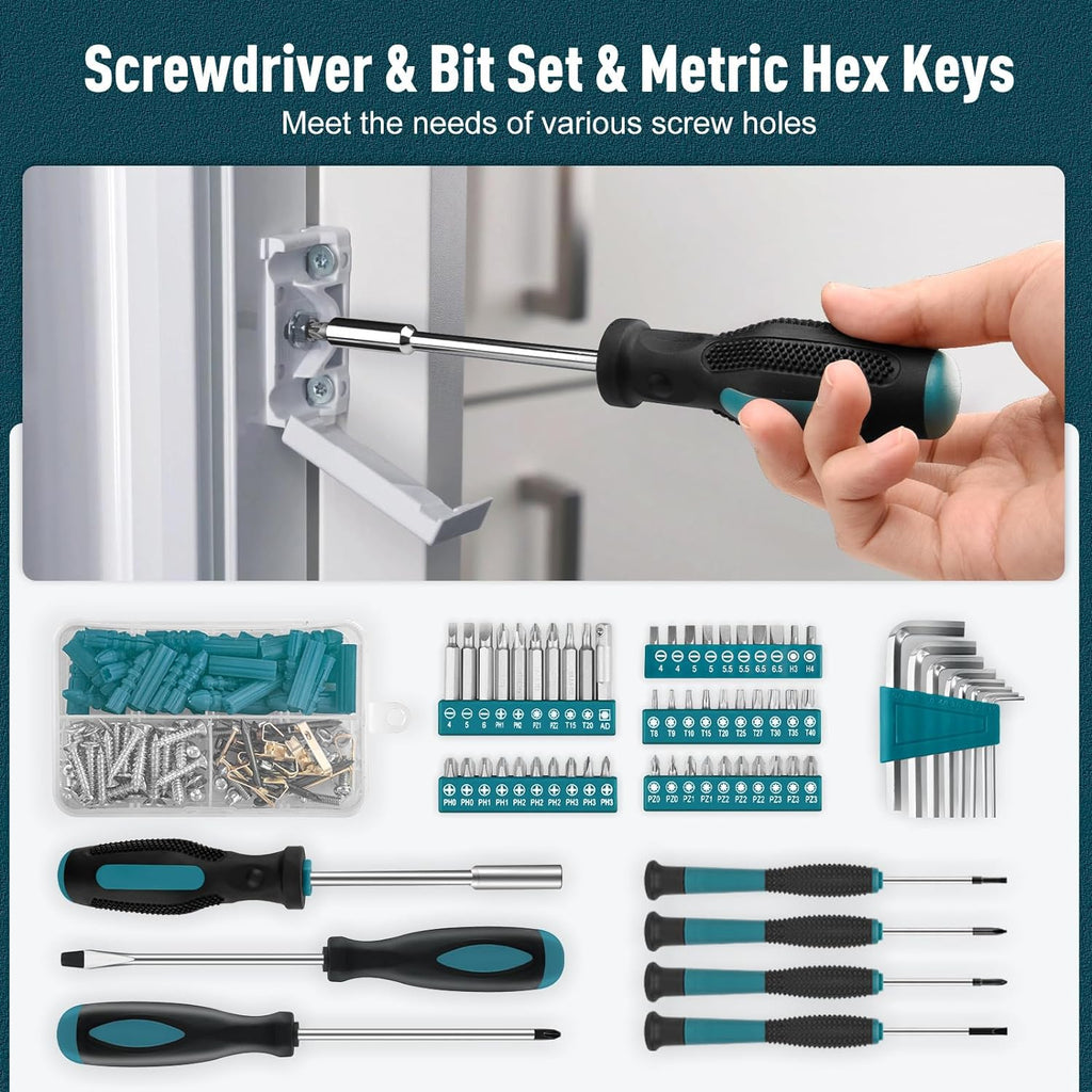 Home Tool Kit 281-PCs - Portable Complete Basic Repair General Hand Tool Sets for Men Women - Full Tool Set with