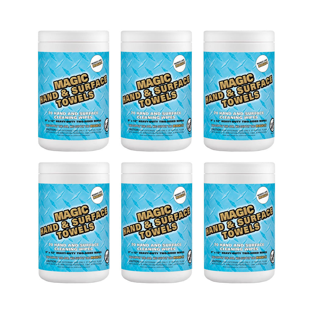 Magic Heavy Duty Dual-Sided Cleaning Wipes (6 Pack) | 70 Sheets Each
