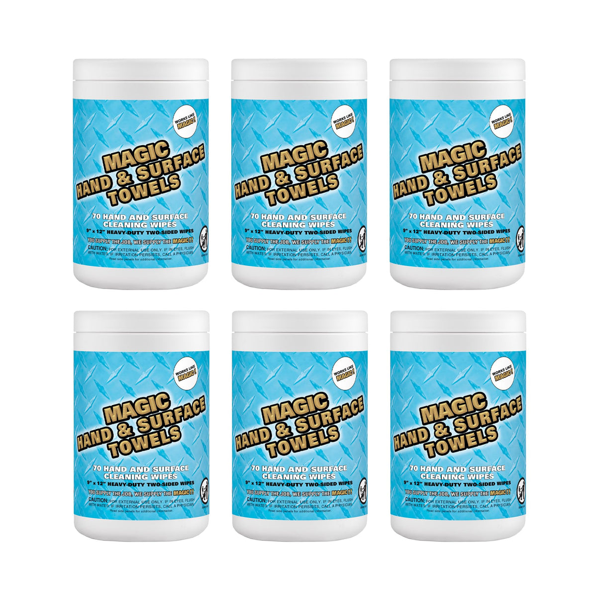 Magic Heavy Duty Dual-Sided Cleaning Wipes (6 Pack) | 70 Sheets Each