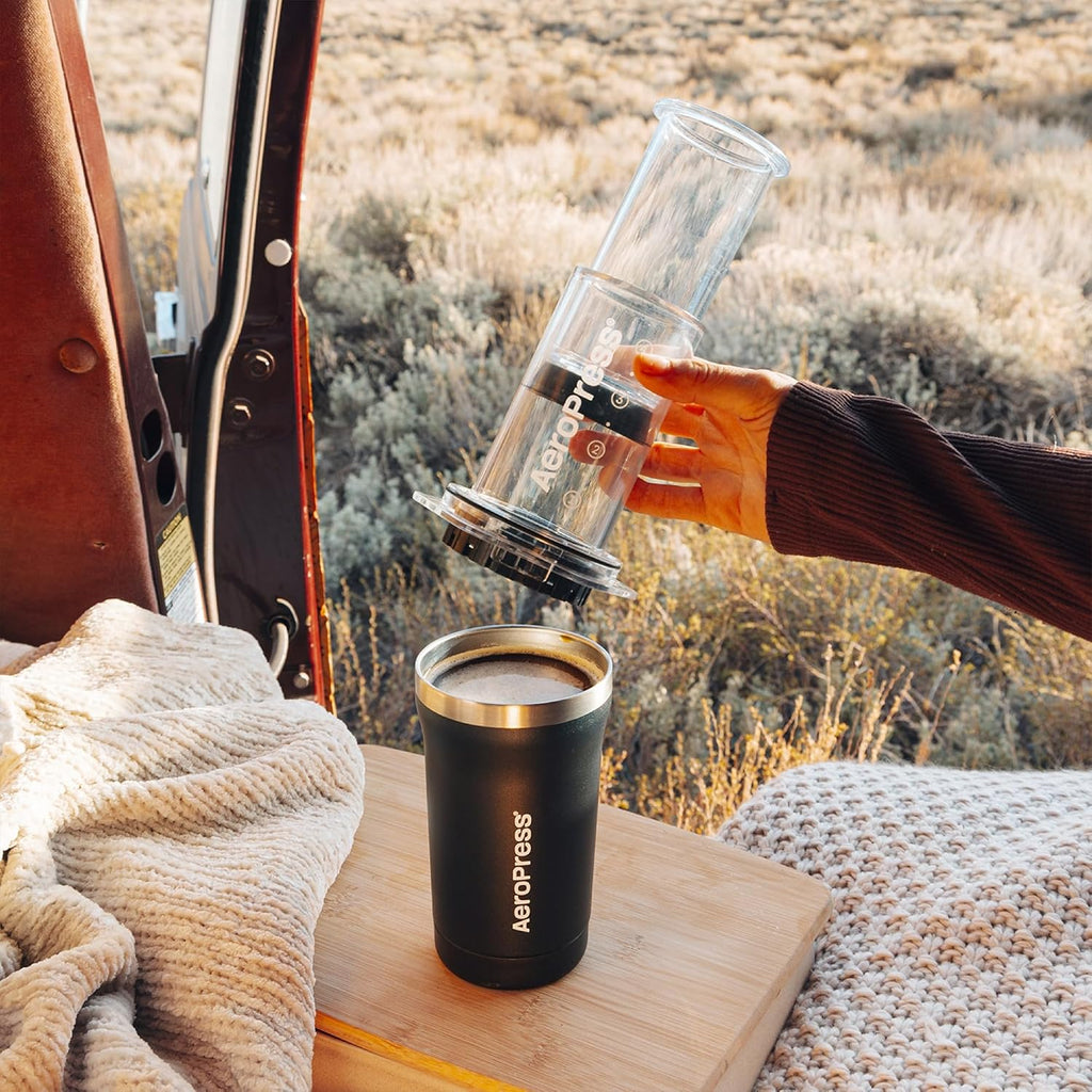 Go Plus, Small Portable Coffee Maker Kit, Travel, Camping & Office, All-in-One French Press, Pour-Over & Espresso