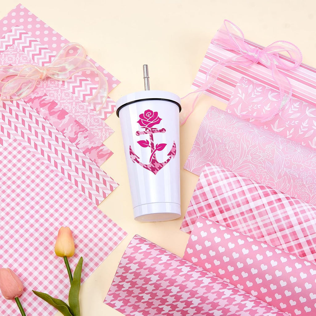 Pink Plaid Sublimation Ink Transfer Paper 12 Sheets 12"x10" | Colored sublimation transfer sheets,works with iron &
