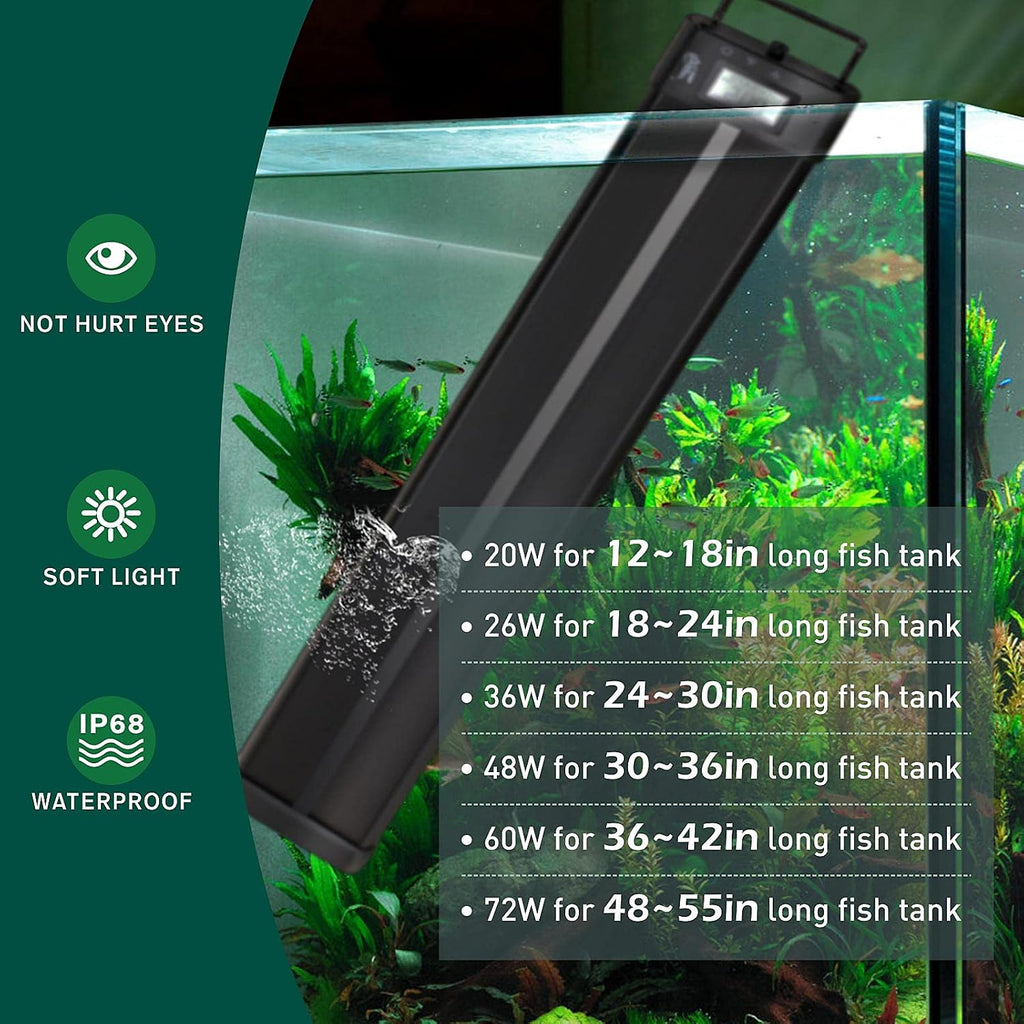 Aquarium Programmable LED Light, for 48~55in Long Full Spectrum Plant Fish Tank Light with LCD Setting Display, 7