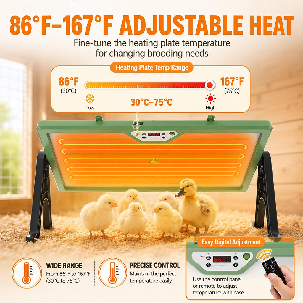 Chick Brooder Heater Plate with Digital Temperature Control, Chicken Coop Heater for Chicks & Ducklings, LED Display