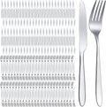 200 Pcs Forks and Knives Stainless Steel Set, Silver, Simple