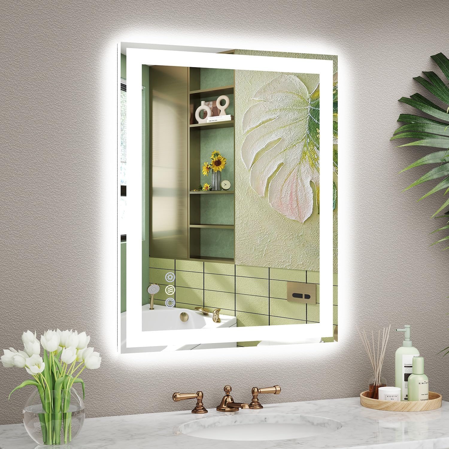 24x30 LED Bathroom Mirror, 6000LM, Separate Front and Back Lights | UL Certified,Shatter-Resistant Tempered