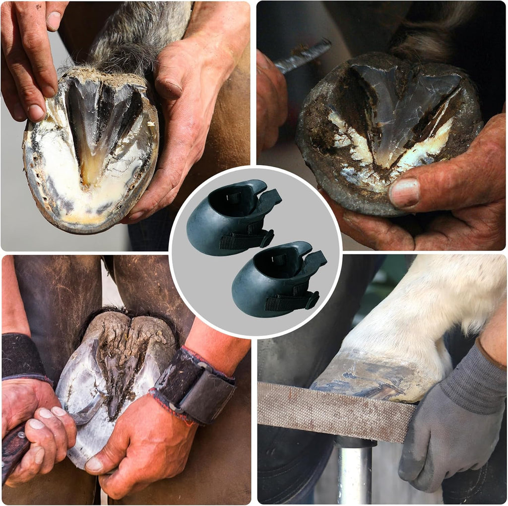 1 Pair Hoof Boots for Horses Rubber Protective Sturdy Horse Hoof Boots Portable Thick Hoof Boots for Wound Management
