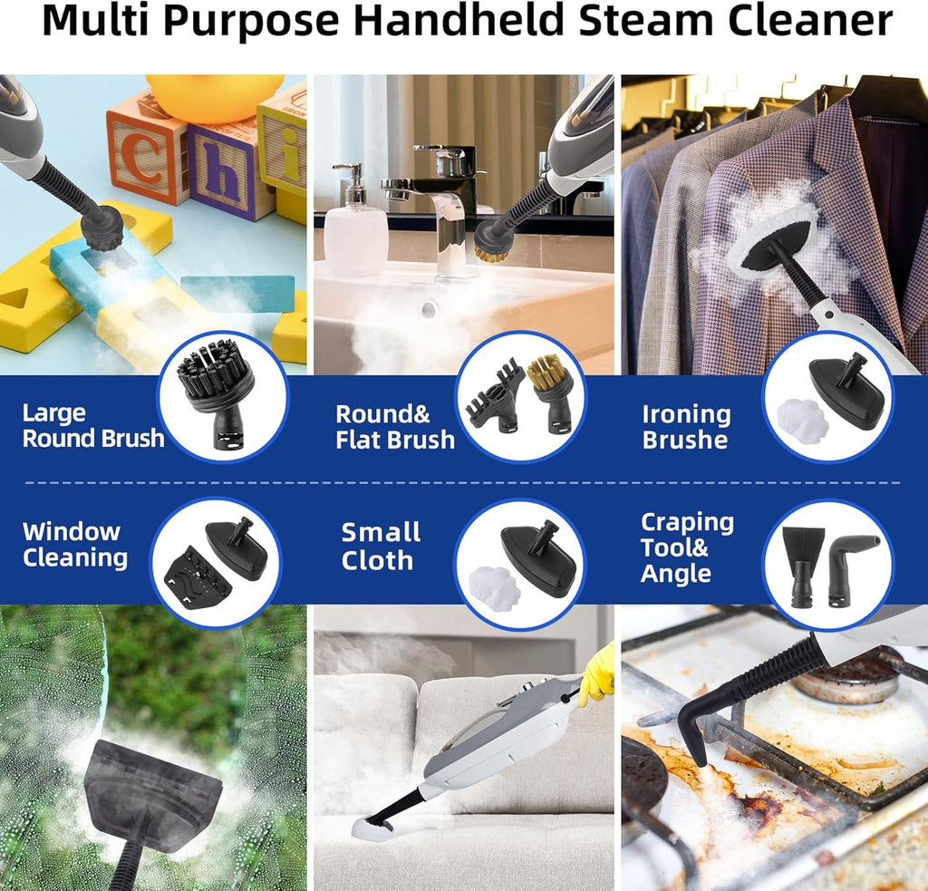 Steam Mop - 10-in-1 MultiPurpose Handheld Steam Cleaner Detachable Floor Steamer for Hardwood/Tile/Laminate Floors