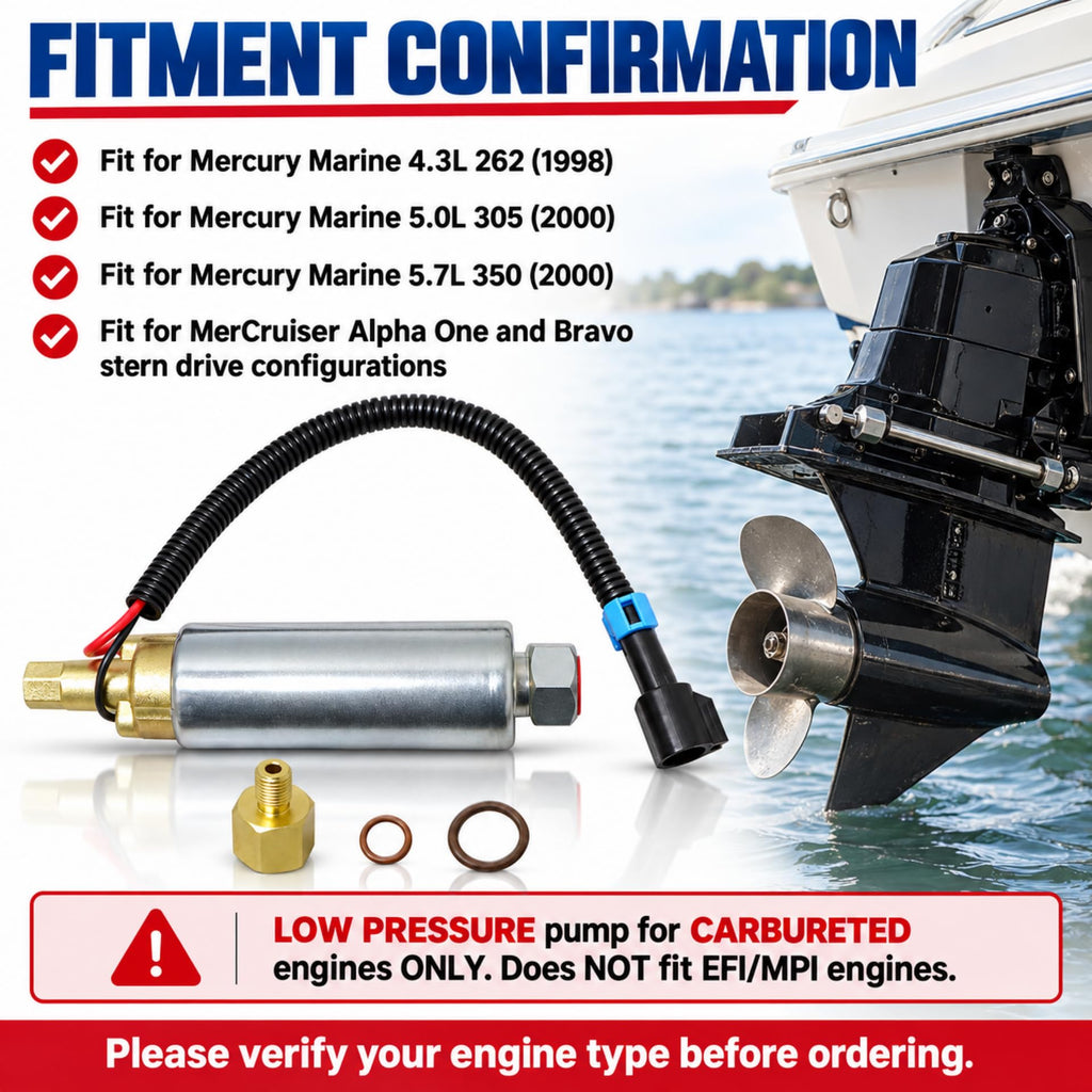 GXARTS Electric Fuel Pump Fit for Mercury Mercruiser 4.3L 5.0L 5.7L V6 V8