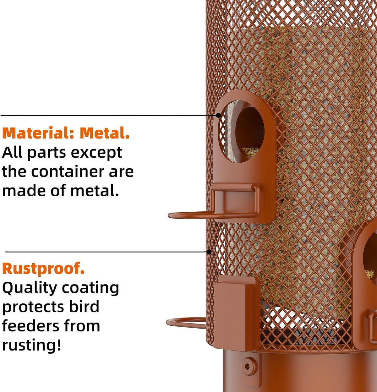 Metal Squirrel Proof Bird Feeder,Bird Feeders for Outdoors,Weight Activated Squirrel Proof Wild Bird Feeders with