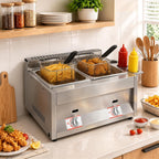 Dual 6.34Qt Tanks Countertop Gas Deep Fryer with 2 Baskets