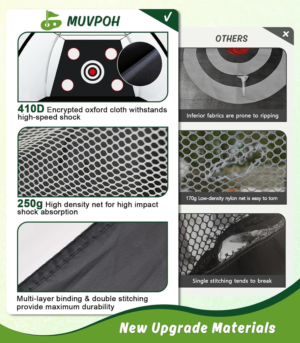 Golf Net: 10x7ft Golf Practice Net for Backyard Chipping Driving with Dual-Turf Golf Hitting Mat, All-in-1 Outdoor