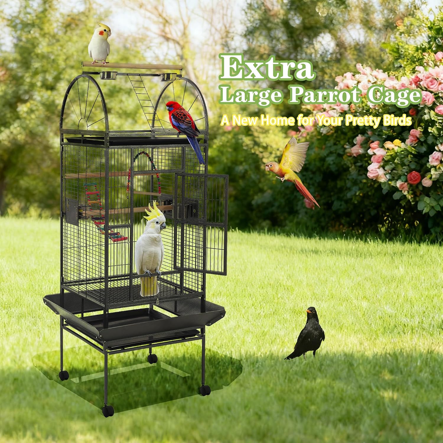 68'' Large Parrot Cage, Large Bird Cages for Parrots,Conure Cage for Birds, Cockatiel Cage with Play