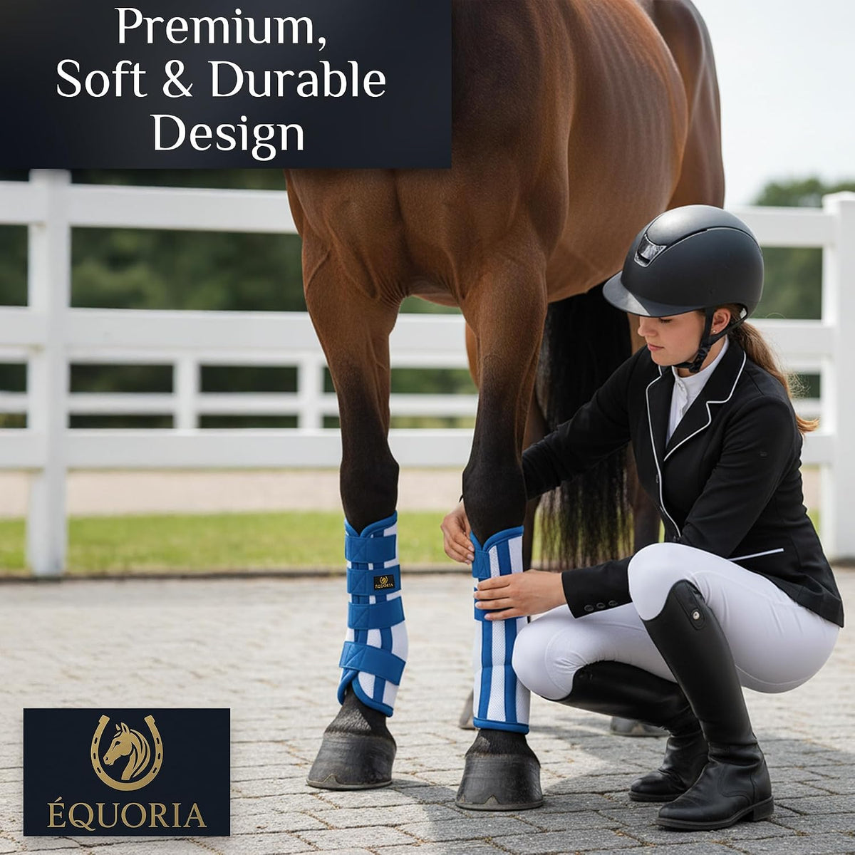 Premium Fly Boots for Horses (4 Pieces) –Durable and Comfortable Fly Leg Wraps for Big Horses – Protective Outer Mesh