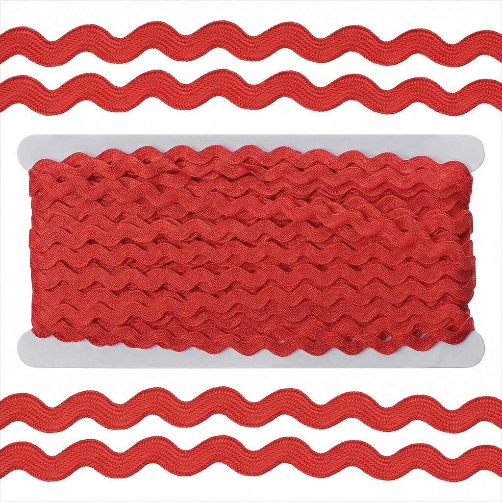 27Yards Rick Rack Trim for Sewing, 5mm Red Wave Bending Trimming