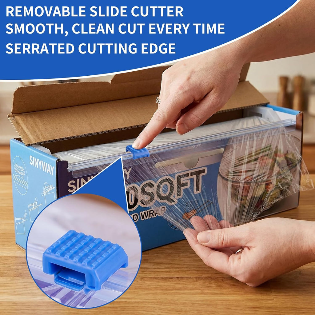 12" x 2300 SqFt Plastic Wrap with Slide Cutter, Cling Wrap for Kitchen