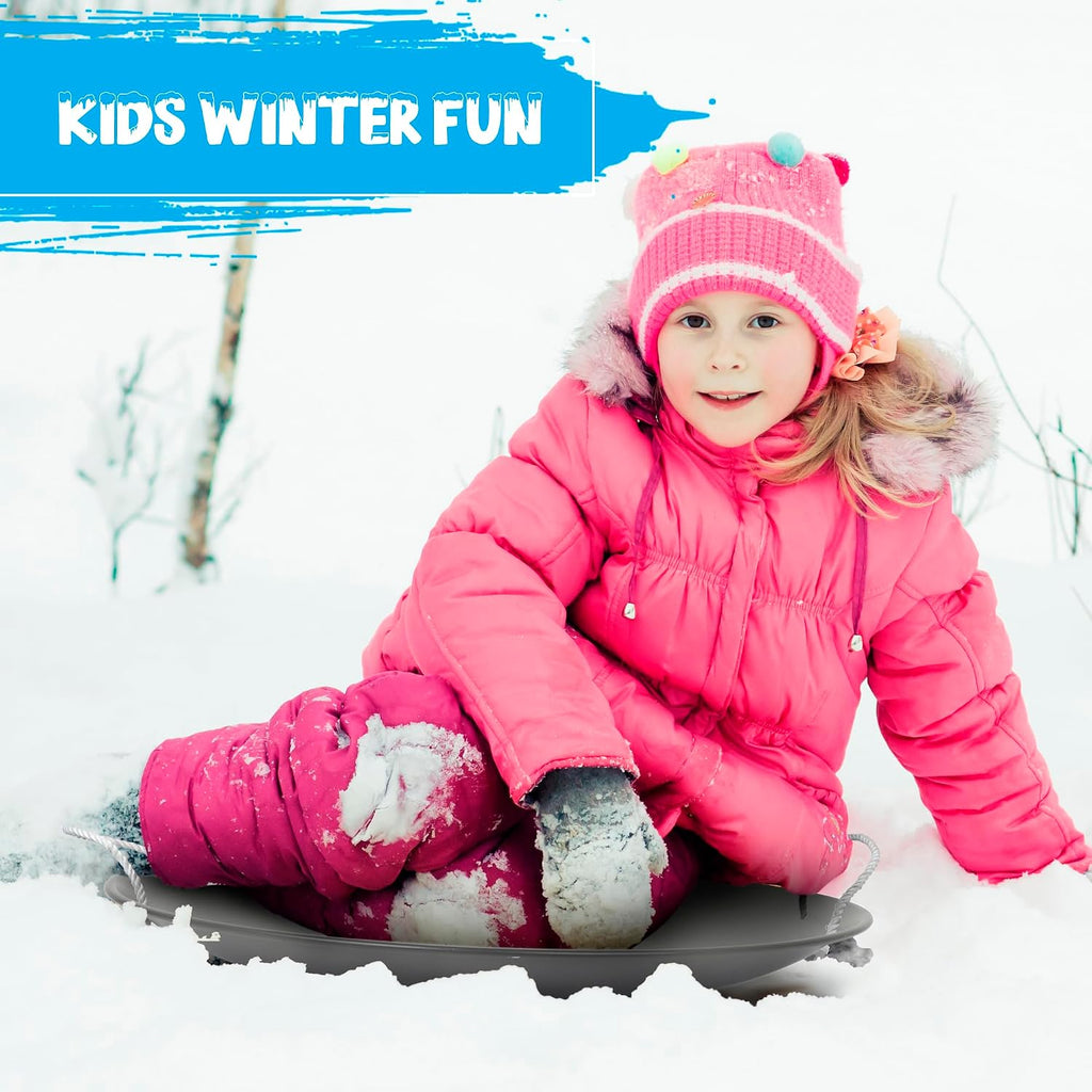 ProDisc 26 Inch Heavy Duty Aluminum Iron Alloy Metal Kids Winter Saucer Snow Sled with Dual Riveted Soft Grip Rope