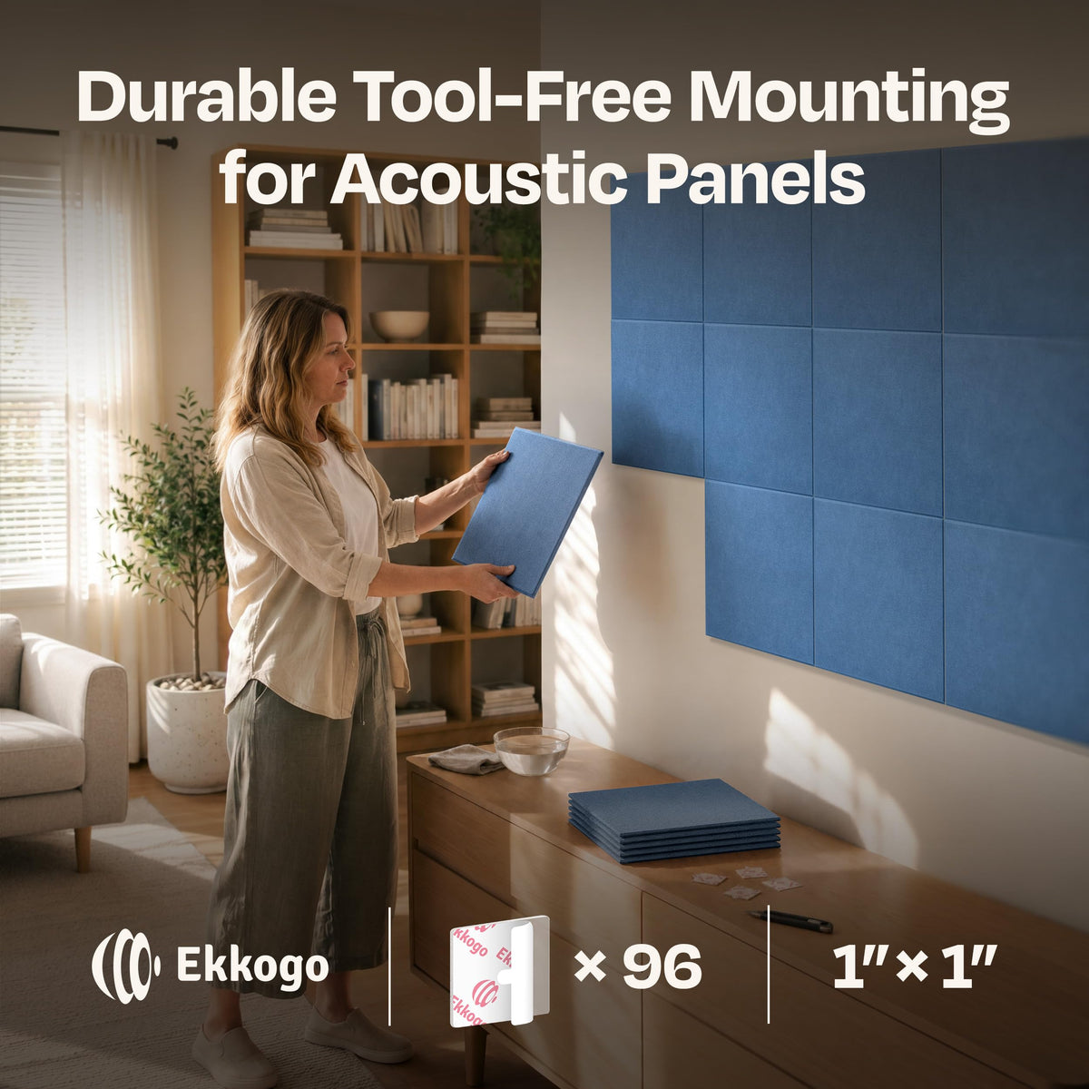 96 Pack Double Sided Mounting Tape Tabs for Acoustic Wall Panels