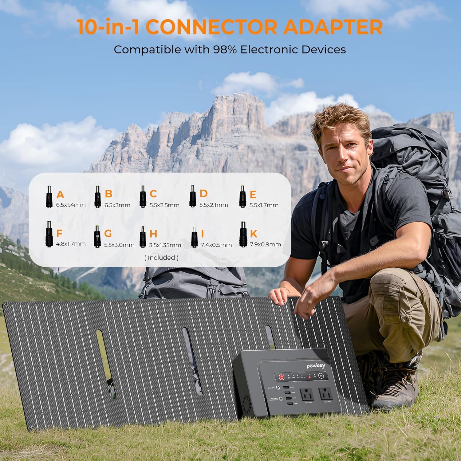 Solar Powered Generator, 200W Portable Power Station with Solar Panels 40W, 146Wh Power Bank with 2 AC Outlet 110V