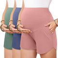3 Pack Women's Maternity Shorts, 3-Color, Large