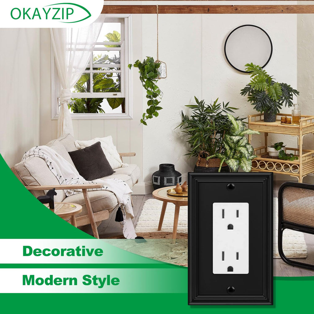 Matte Black Decorative Single Decorator Switch Covers Wall Plate-4 Pack