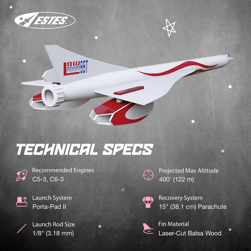 7289 Low-Boom SST Flying-Model-Rocket Kit, Expert Rocket-Building Kit for Ages 10+