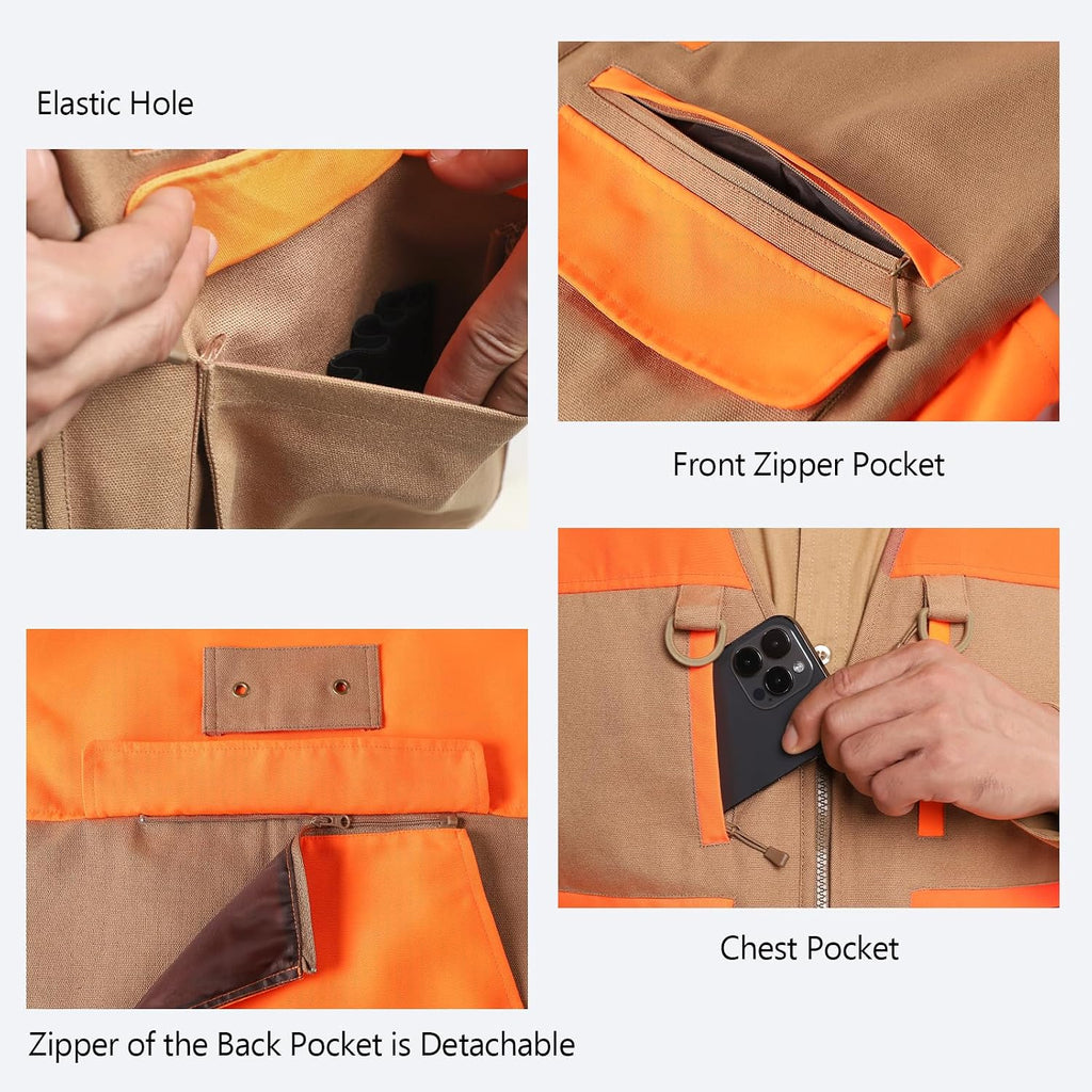 Upland Hunting Vest for Men- Blaze Orange, Pheasant Hunting Vest with Game Pouch, Bird Hunting Vest for Quail