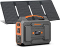 Portable Power Station with Foldable 40W Solar Panel, 100W Solar Powered Generator with Panels, AC Outlet Camping