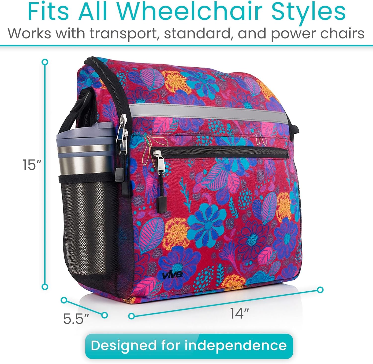 Wheelchair Bag - Premium Backpack w/Cup Holder - Wheelchair Accessories for Seniors & Adults - Adjustable
