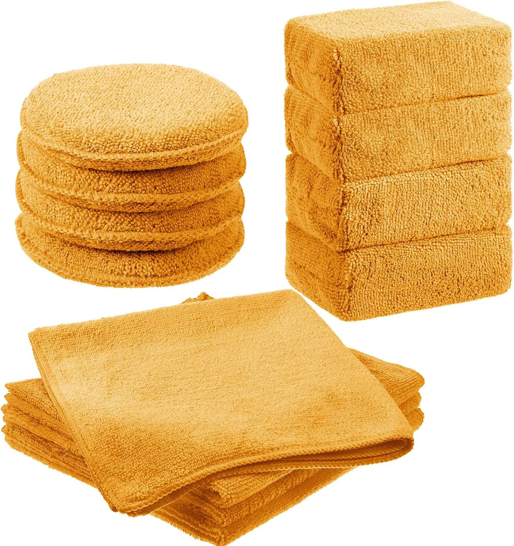 12 Pack Microfiber Applicator Pad Microfiber Sponge for Car Include Round Wax Microfiber Applicator Rectangle Car